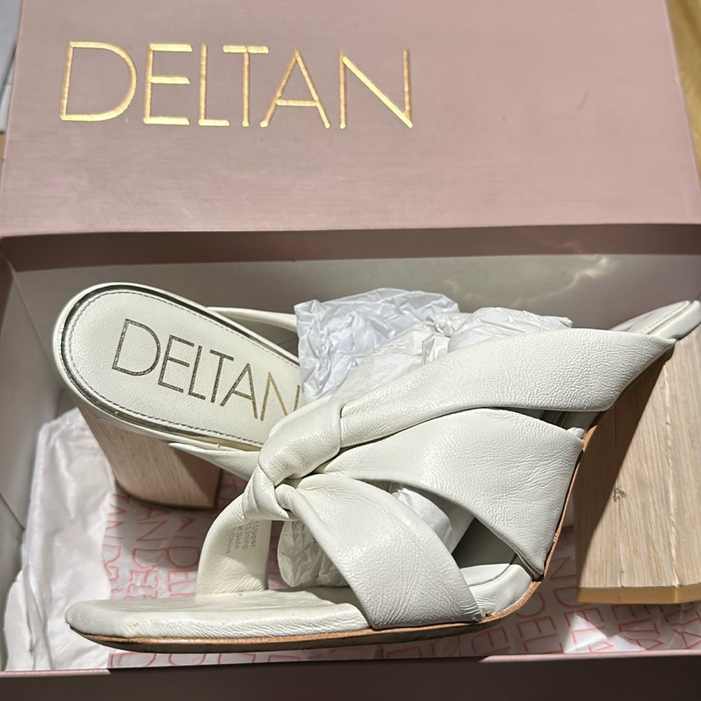 Selling my DELTAN WHITE open toe heeled shoes